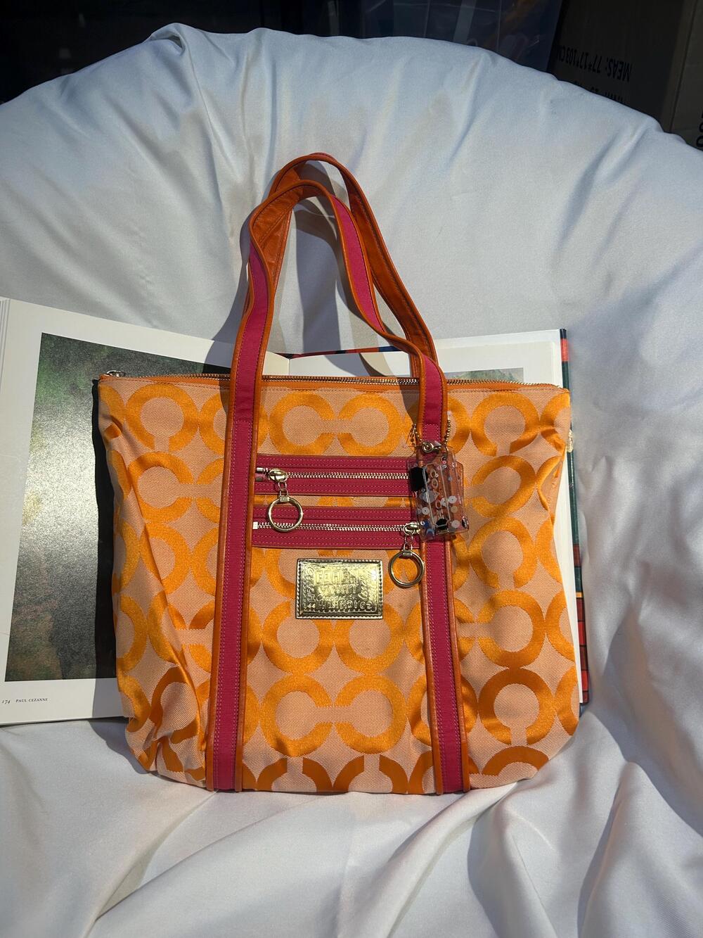 Coach Y2K Poppy OP art signiture Tote